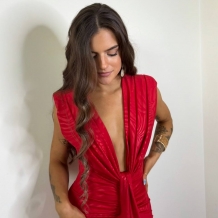 VESTIDO NUDO RELIEVE ROJO