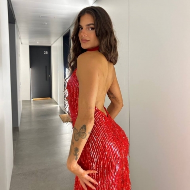 MONO FLECOS LENTEJUELAS ROJO