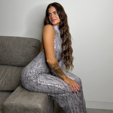 PREVENTA MONO FLECOS LENTEJUELAS GRIS