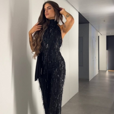 PREVENTA MONO FLECOS LENTEJUELAS NEGRO