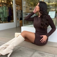 VESTIDO DRAPEADO CHOCO