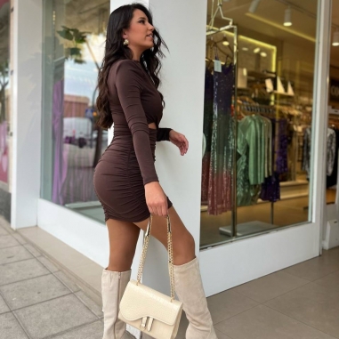 VESTIDO DRAPEADO CHOCO