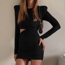 VESTIDO DRAPEADO NEGRO 2