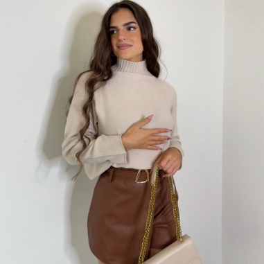 FALDA PANTALÓN EFECTO PIEL CAMEL