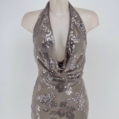 VESTIDO LENTEJUELAS CORTO TAUPÉ