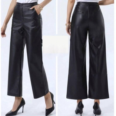 PANTALÓN EFECTO PIEL NEGRO