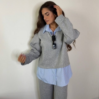 CONJUNTO DEPORTIVO CAMISERO GRIS