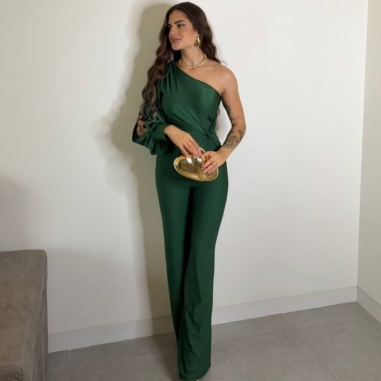 MONO ASIMÉTRICO NUDO VERDE BOTELLA