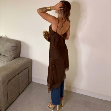 VESTIDO LENCERO CHOCO
