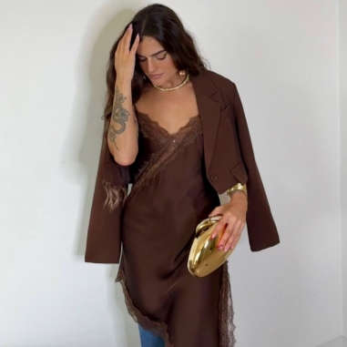 VESTIDO LENCERO CHOCO