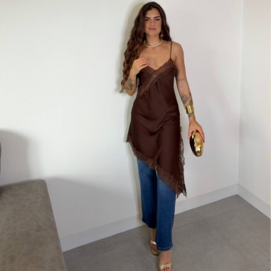 VESTIDO LENCERO CHOCO