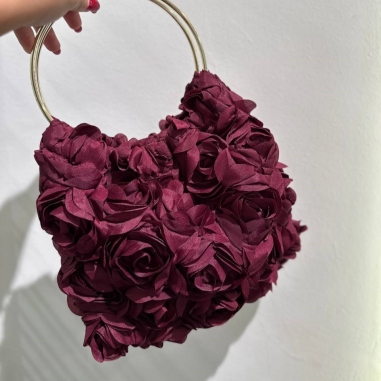 BOLSO FLORES BURDEOS