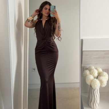 VESTIDO GARGANTILLA ARO CHOCO