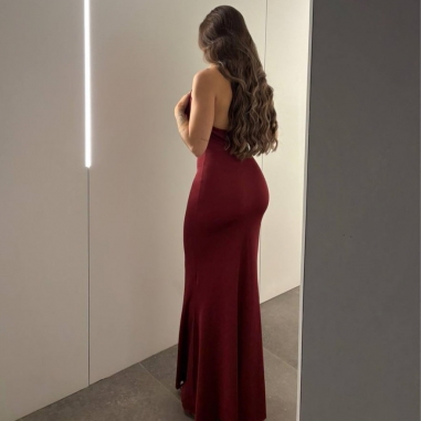 VESTIDO GARGANTILLA ARO VINO