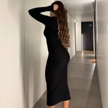 VESTIDO PUNTO ABERTURA NEGRO 2