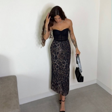 FALDA TUL ANIMAL PRINT OSCURA