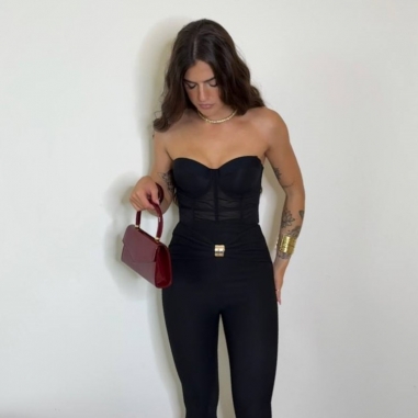 CORSET TRANSPARENCIAS NEGRO