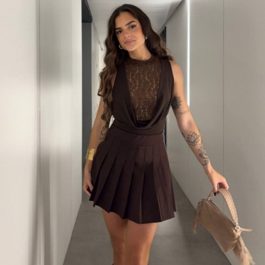 BODY ESCOTE FLUIDO ENCAJE CHOCO