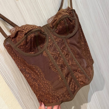 CORSET ENCAJE CHOCO