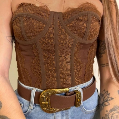 CORSET ENCAJE CHOCO