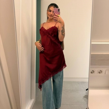 VESTIDO LENCERO VINO