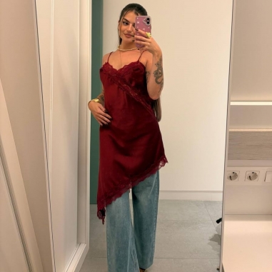 VESTIDO LENCERO VINO