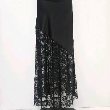 FALDA SATINADA ENCAJE NEGRA