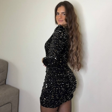 VESTIDO FRUNCIDO LENTEJUELAS