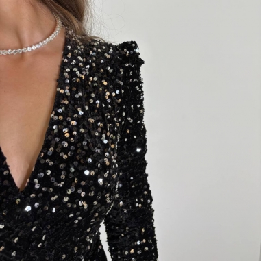 VESTIDO FRUNCIDO LENTEJUELAS