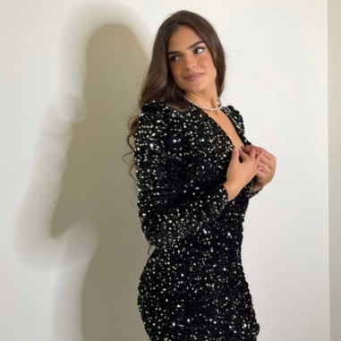 VESTIDO FRUNCIDO LENTEJUELAS