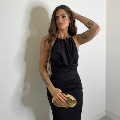 VESTIDO GARGANTILLA ARO NEGRO