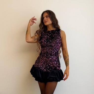 VESTIDO GLOBO LENTEJUELAS ROSITA