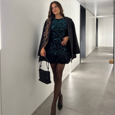 VESTIDO GLOBO LENTEJUELAS VERDE...