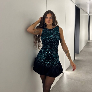 VESTIDO GLOBO LENTEJUELAS VERDE...