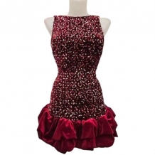 VESTIDO GLOBO LENTEJUELAS VINO 2