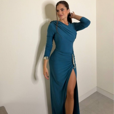 VESTIDO FRUNCIDO JOYA PETRÓLEO