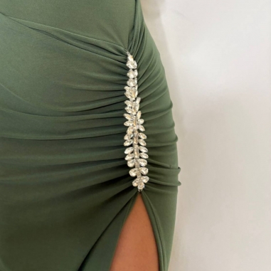 VESTIDO FRUNCIDO JOYA VERDE MILITAR