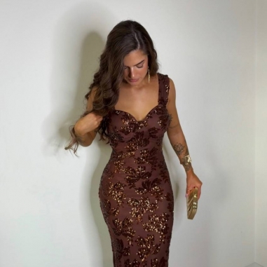 VESTIDO LENTEJUELAS CHOCO