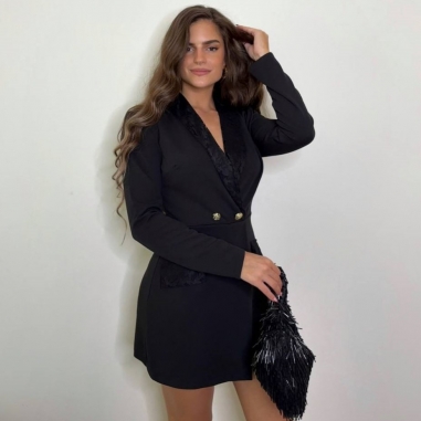 MONO BLAZER ENCAJE NEGRO