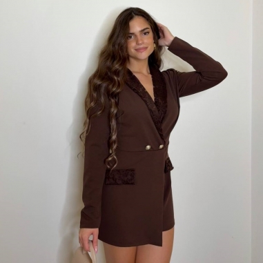MONO BLAZER ENCAJE CHOCO