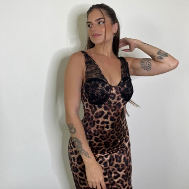 VESTIDO ANIMAL PRINT ENCAJE
