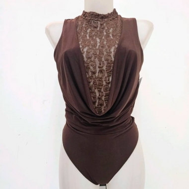 BODY ESCOTE FLUIDO ENCAJE CHOCO
