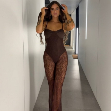 MONO BODY ENCAJE CHOCO