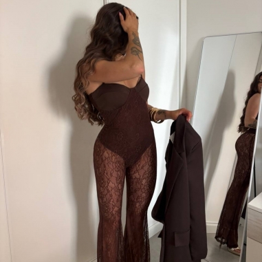 MONO BODY ENCAJE CHOCO