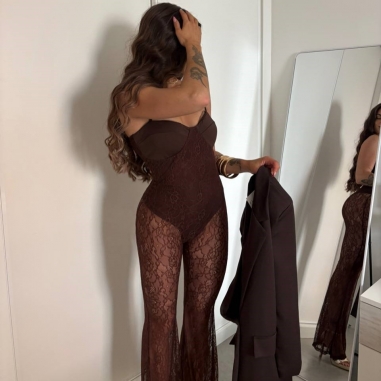 MONO BODY ENCAJE CHOCO