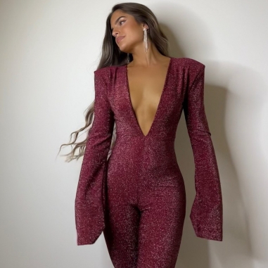 MONO LUREX HOMBRERAS BURDEOS