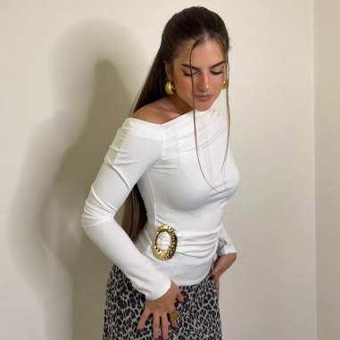 TOP FRUNCIDO ACCESORIO BLANCO