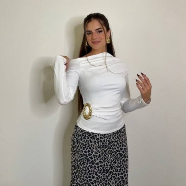 TOP FRUNCIDO ACCESORIO BLANCO