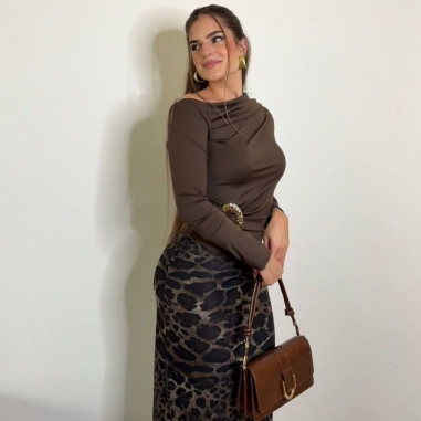 FALDA TUL ANIMAL PRINT OSCURA