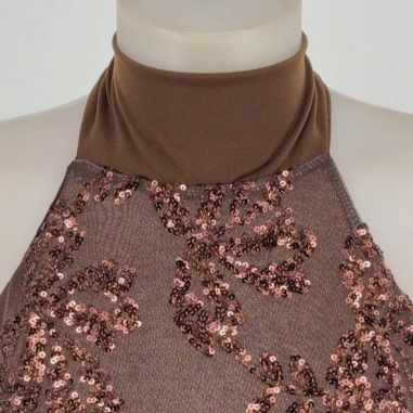 VESTIDO HALTER LENTEJUELA CHOCO